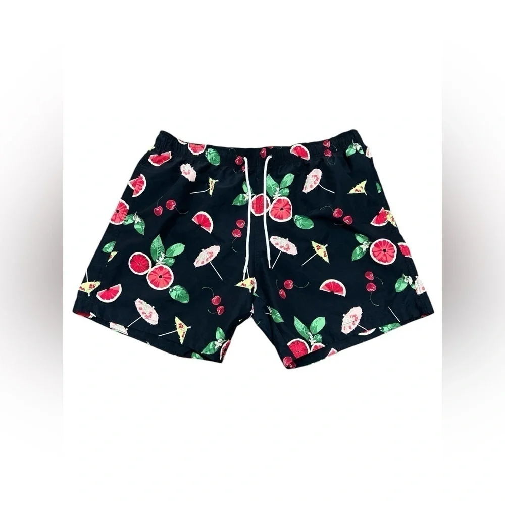 H&M tropical fruits black swim trunks